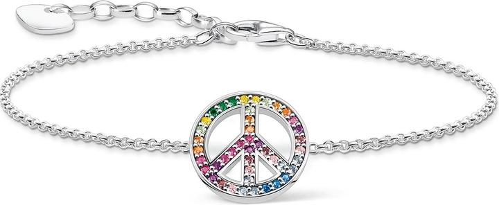 Actual product image Thomas Sabo Bracelet with Peace Sign and Colourful Stones Silver Blackened (19 cm, Sterling silver 925)