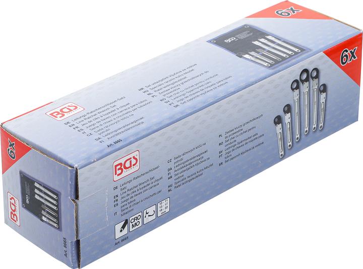 Produktbild BGS Leitungs-Ratschenschlüssel-Satz (10 mm, 11 mm, 13 mm, 17 mm, 19 mm, 22 mm)