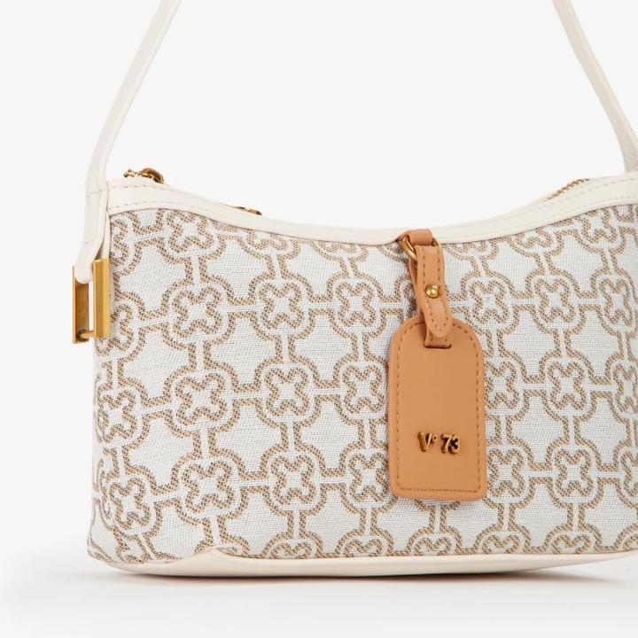 Actual product image V73 White Jacquard Shoulder Bag