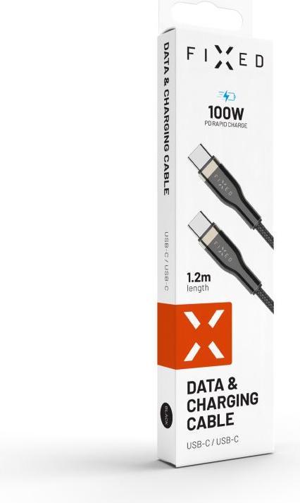 Image du produit Fixed Câble en fil métallique USB-C/USB-C, 1,2m, 100W, noir (1.20 m, USB 1.0, 100 W)