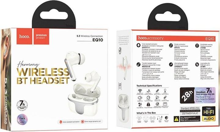 Image du produit Hoco Wireless headphones wireless earphones bluetooth TWS EQ10 milky white (7 h, Sans fil)