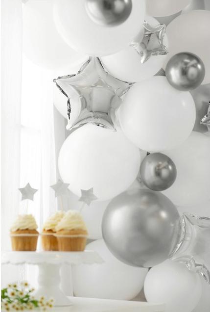 Actual product image Partydeco Balloons Argenté Nacré 12cm (50x)