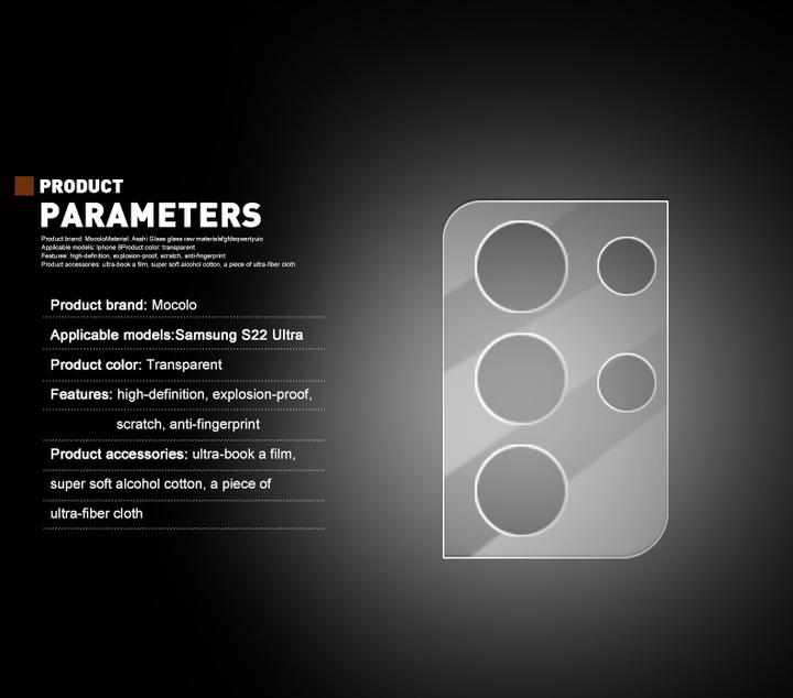 Actual product image Mocolo Silk Camera Lens Glass - protective glass for the camera lens of the Samsung Galaxy S22 Ultra (1 pcs., Samsung Galaxy S22 Ultra)