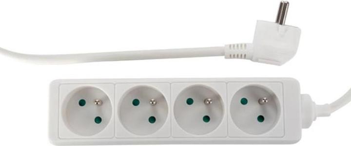 Produktbild Velleman 4-WAY SOCKET-OUTLET - 5 m CABLE - WHITE - PIN EARTH (4 x, CEE 7/5, 5 m)