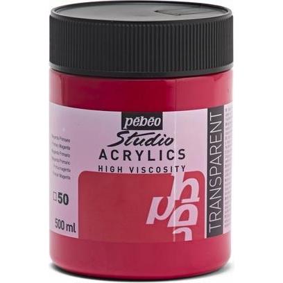 Pebeo, Künstlerfarbe + Bastelfarbe, Studio Acrylics feine Acrylfarben (Primärmagenta, 500 ml)
