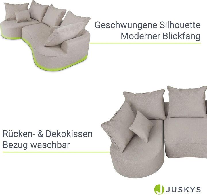 Produktbild Juskys Sofa Tirano mit Ottomane links - Samt Beige (2-Sitzer)