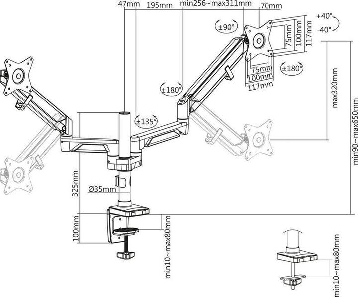 Produktbild Xantron Monitor Doppelgelenkarm höhenverstellbar (Tisch, 32", 9 kg)