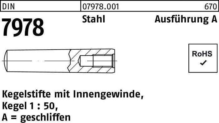 Produktbild Kegelstift DIN 7978/ISO 8736 m.Innengewinde A 10 x 32 Stahl Kegel 1:50 DIN 7978