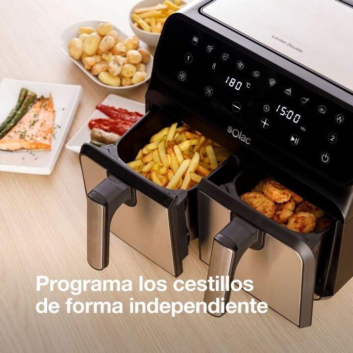 Produktbild Solac Luftfritteuse mit zwei Körben, berührungssensitive Steuerung, programmierbar, ohne Öl, 11 Funktionen