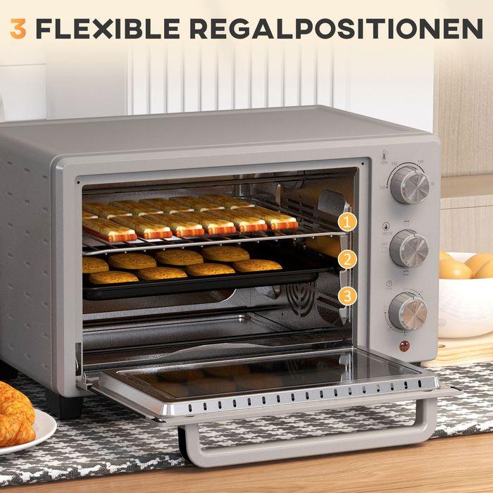 Actual product image Swisshandel24 Mini oven, 21L, 3 cooking modes, 100°C-230°C, rack & tray, stainless steel/glass, silver