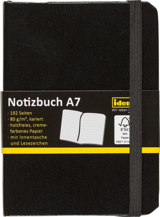 Actual product image Idena Notebook A7 squared black FSC-Mix (A7, Checked, Hardcover)