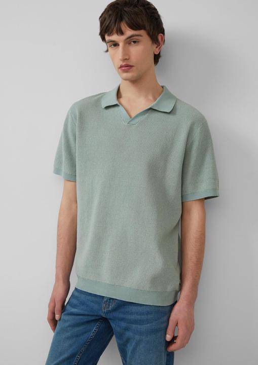 Actual product image S.Oliver Strickpullover Melierter Strick-Polo mit Strukturoptik (M)