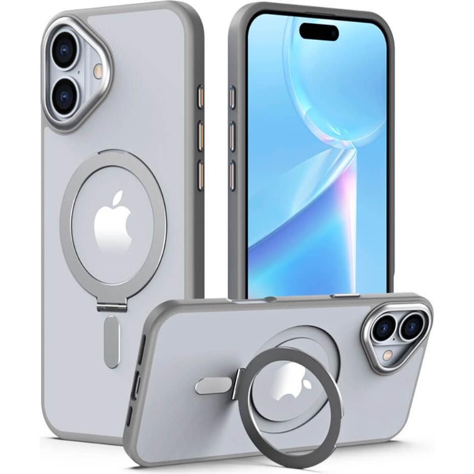 Thumbnail - Cover-Discount iPhone 16 Plus - Schützende Acryl-Handyhülle mit Magnet (Apple iPhone 16 Plus), Smartphone Hülle, Grau