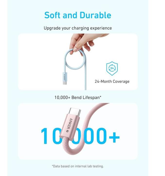 Produktbild Anker USB-C to USB-C Kable Zolo, 240W, 1.8m, Black (1.80 m, 240 W)