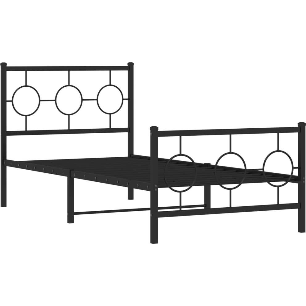 Thumbnail - VidaXL, Bett, Bettgestell Kopfteil Fussteil Metallbett Bett Einzelbett Schwarz 90x190cm (90 x 190 cm)