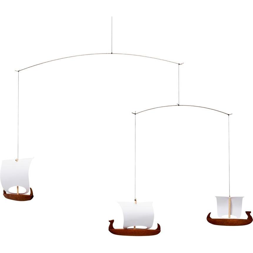 Flensted Mobiles, Babymobile, Drei Wikingerschiffe Mobile mit Geschenkbox