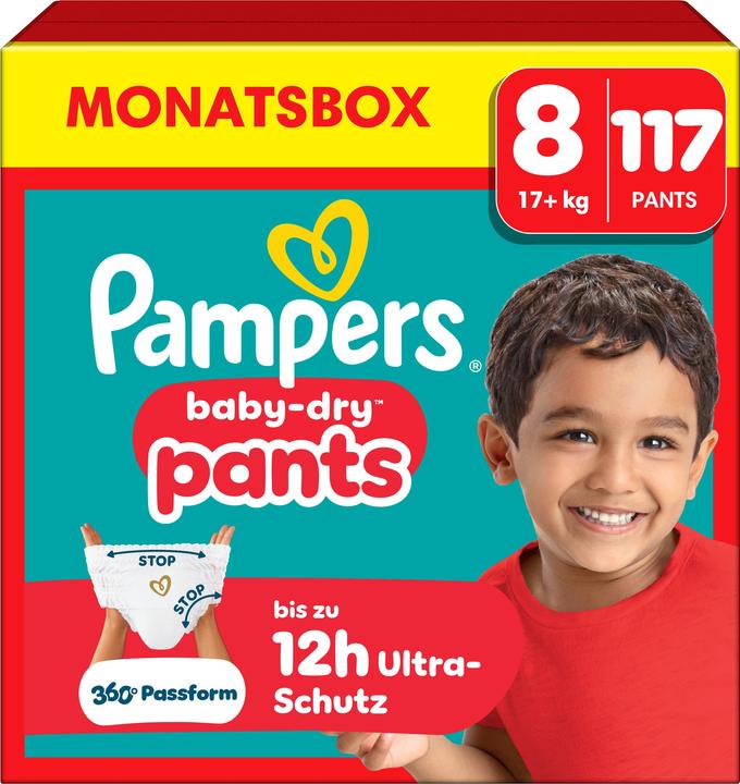 Pampers Baby-Dry Pants (Taille 8, Pack mensuel, 117 pcs)