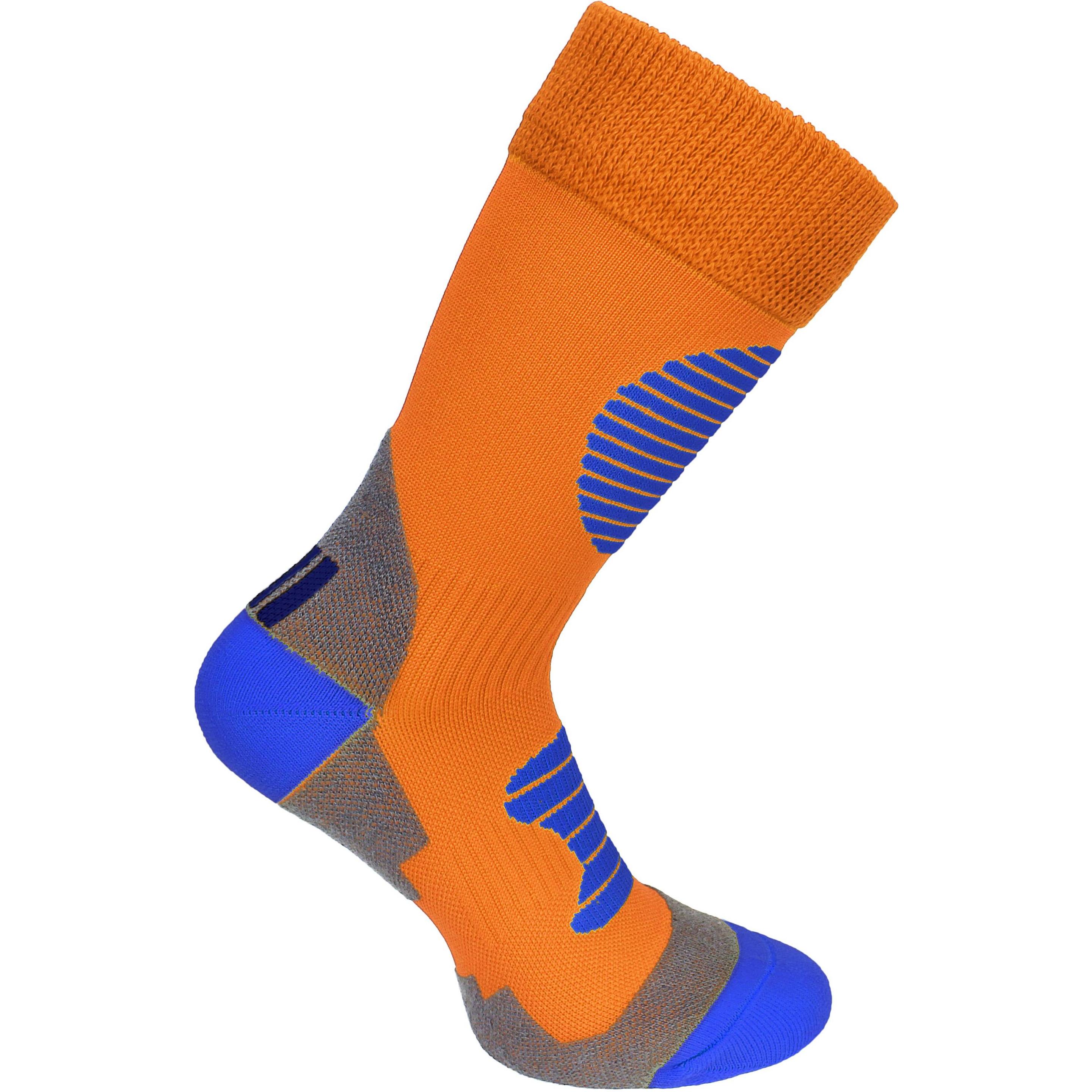 Thumbnail - Normani, Herren, Socken, 3 Paar Sportsocken mit Schienbein- und Fussrückenpolster, Orange, Blau, (3er Pack, 39 - 42)