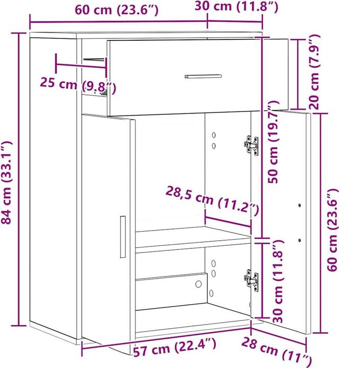 Actual product image vidaXL Sideboard (60 x 30 x 84 cm)