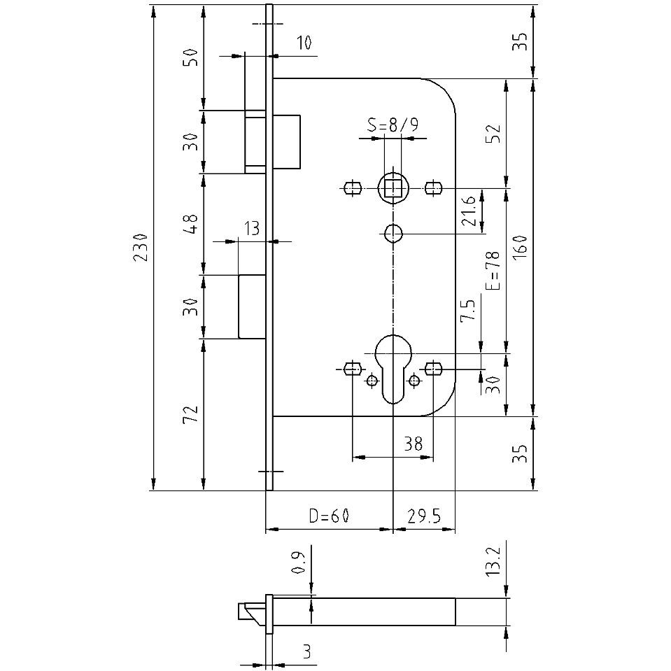 Thumbnail - Glutz, Türschloss + Schliesszylinder, Einsteckschlösser 1106 (Einsteckschloss)