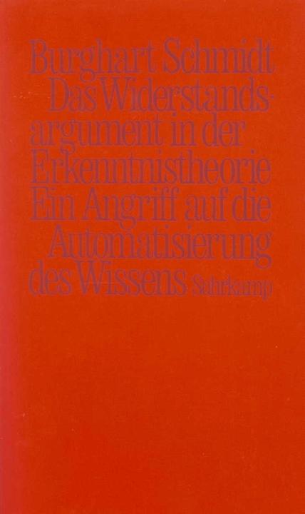 Produktbild Das Widerstandsargument in der Erkenntnistheorie (Deutsch, Burghart Schmidt, 1985)