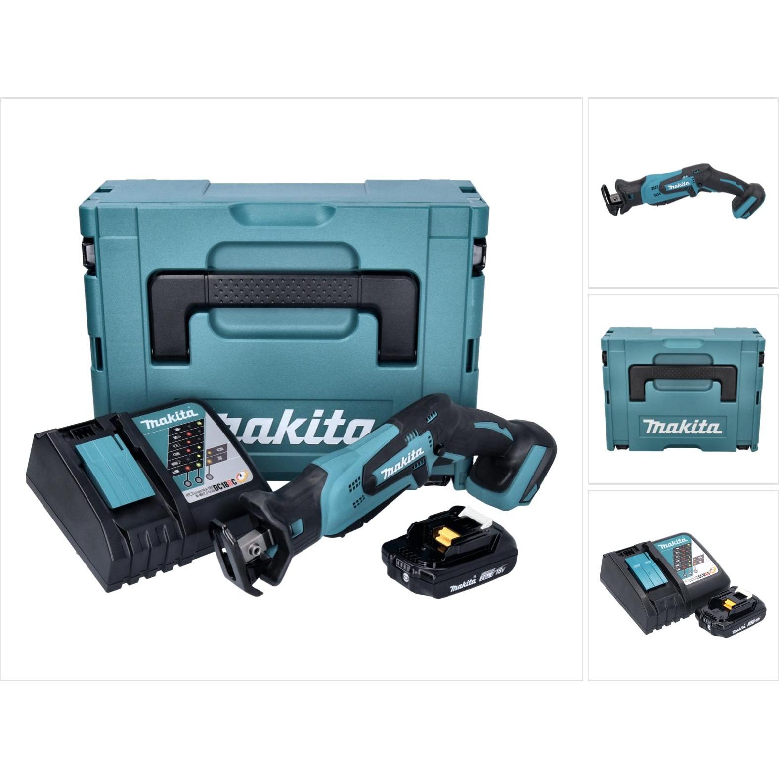 Makita, Säbelsäge, DJR 185 RA1J Akku Recipro Säbelsäge 18 V + 1x Akku 2,0 Ah + Ladegerät + Makpac