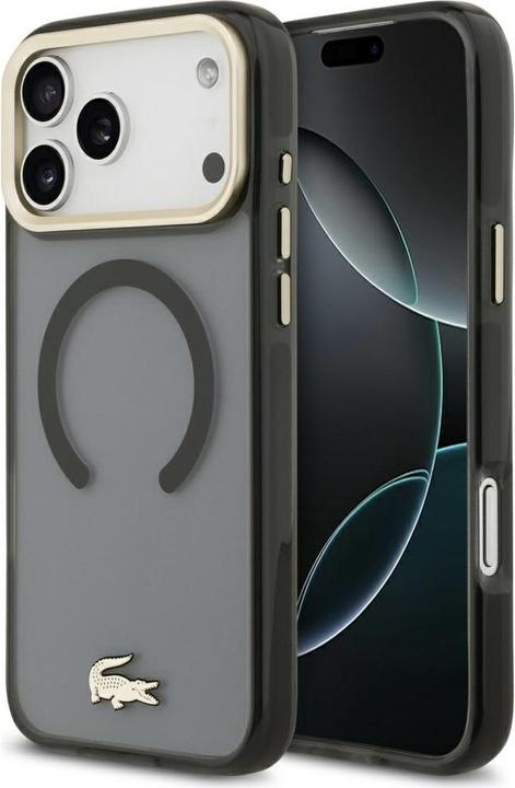 Produktbild Lacoste Shockproof Transparent Frosted Gold Logo MagSafe Case for iPhone 17 Pro Max black (Apple iPhone 17 Pro Max)