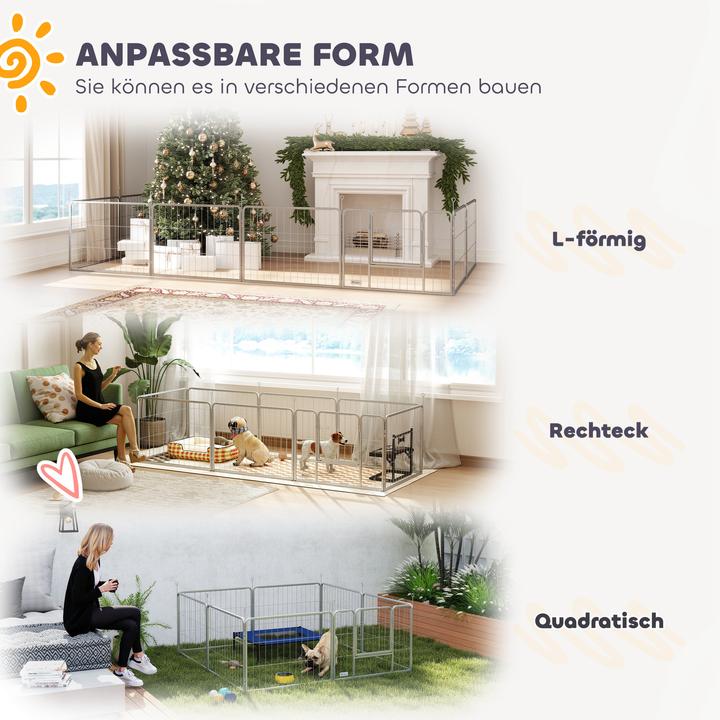 Produktbild PawHut Welpenauslauf Stahl Silber