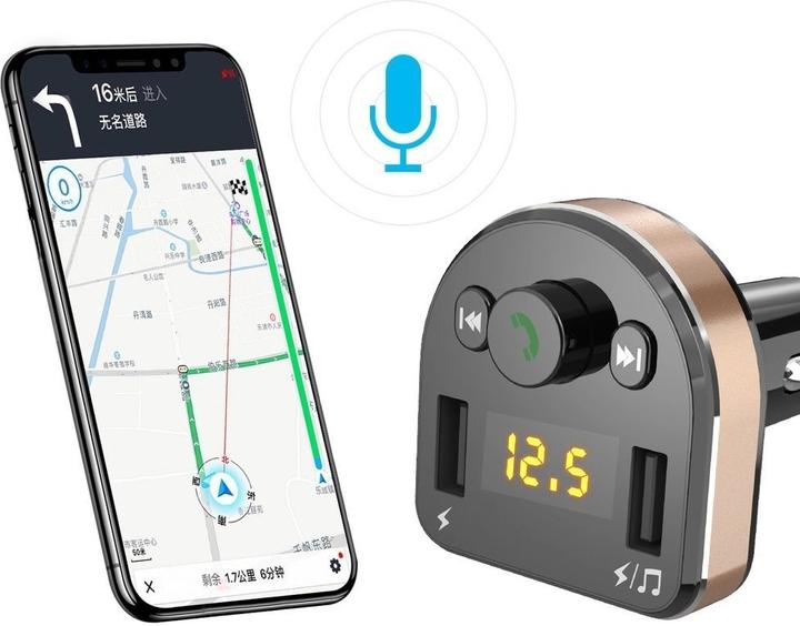 Image du produit Dudao Transmetteur FM Bluetooth Chargeur voiture MP3 3.1 A 2x USB Noir (R2Pro Black)