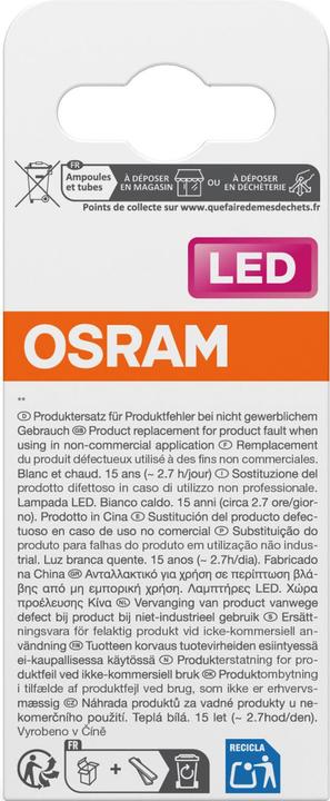 Produktbild Osram LED Leuchtmittel Retrofit CLASSIC P 25 CL 18. W/2700 K E27 (E27, 1.80 W, 250 lm, 1 x, D)