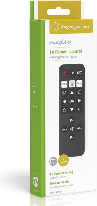 Actual product image Nedis Universal remote control - Pre-programmed - 2 devices - Disney + Button/Netflix Button - Infrared (Universal remote control, Infrared)
