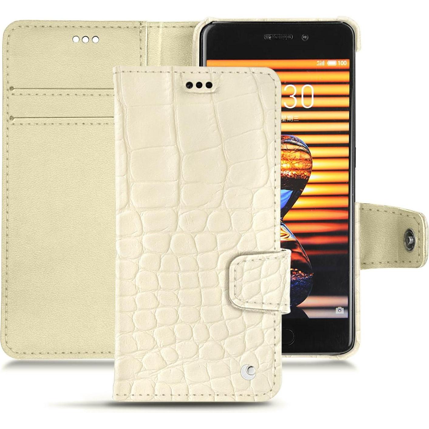 Noreve Lederschutzhülle Wallet (Meizu Pro 7), Smartphone Hülle, Weiss