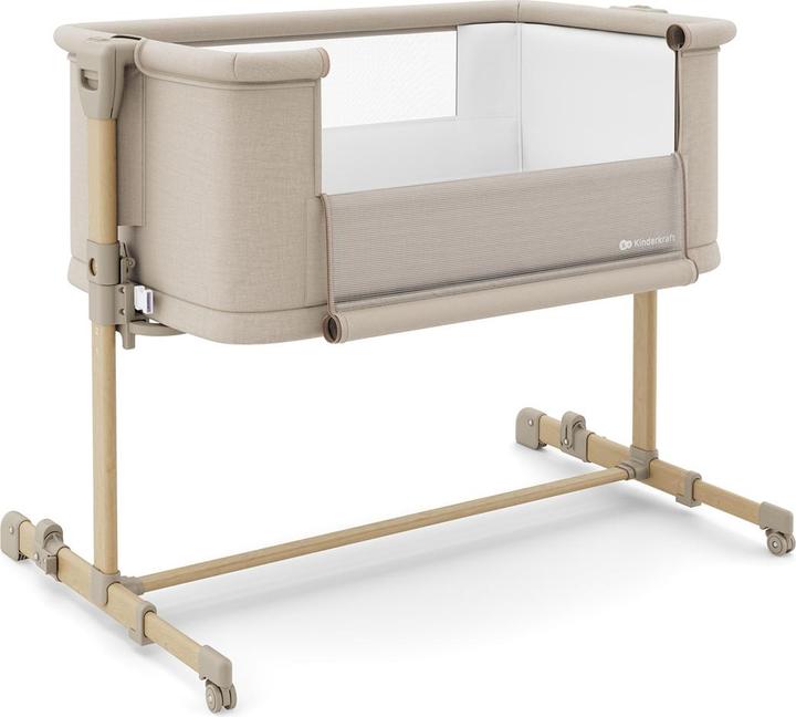 Actual product image KinderKraft co-sleeping crib Nestee Grow 2 beige wood