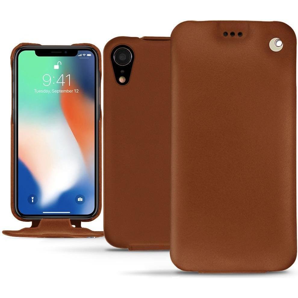 Noreve Lederschutzhülle vertikal (Apple iPhone XR), Smartphone Hülle, Braun