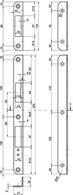 Actual product image MSL Angle locking plates FlipLock B-23421 (Door handle)