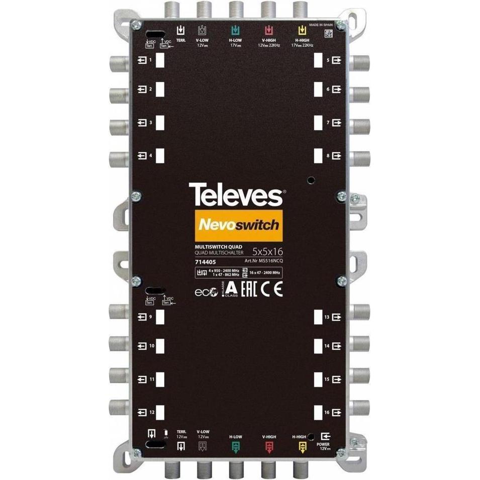 Televes Multischalter 12,70cm (5") 16 Guss NEVO m.NT quad kask. MS516NCQ (Multischalter), SAT Zubehör