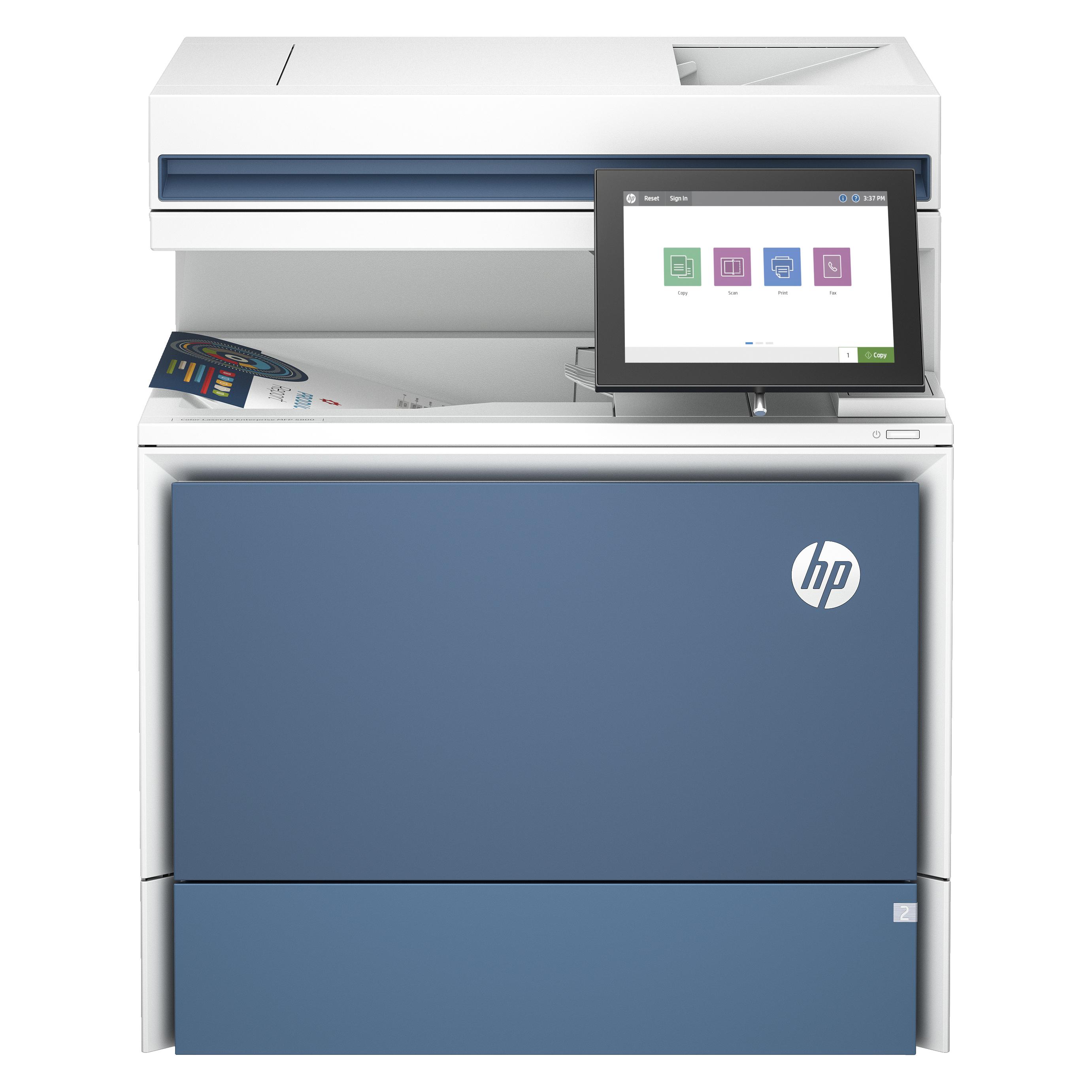 HP Color LaserJet Enterprise MFP 5800dn (Laser, Farbe), Drucker, Weiss, Blau