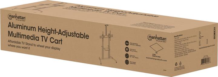 Image du produit Manhattan Support TV multimédia en aluminium sur roulettes, réglable en hauteur (100", 80 kg)