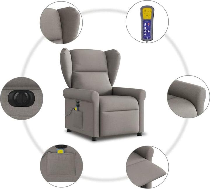 Actual product image vidaXL Massage chair electric taupe fabric