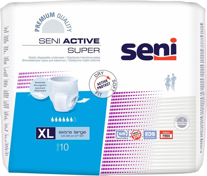Actual product image Seni Active Super Pants disposable breathable waist 120-160cm 6 drops (10 x, Large plus)