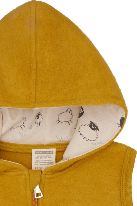 Actual product image loud + proud Babys & Kinder Wollfleece-Weste mit Kapuze (122, 128)