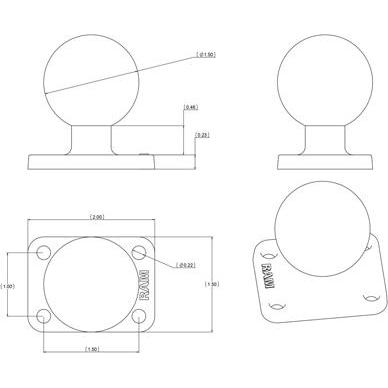 Thumbnail - RAM Mounts RAM base, 1.5" x 2", C-size, Barcode-Scanner Zubehör
