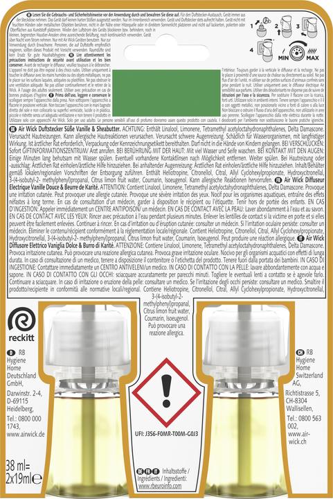 Actual product image Air Wick AIRWICK Raumduft-Nachfüller DUO Vanille 2x 19 ml, 2 St.