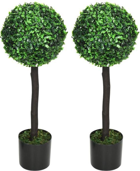 Image du produit Swisshandel24 Plantes artificielles, lot de 2 plantes d'intérieur résistantes aux UV, buis de 60 cm, plante (60 cm)