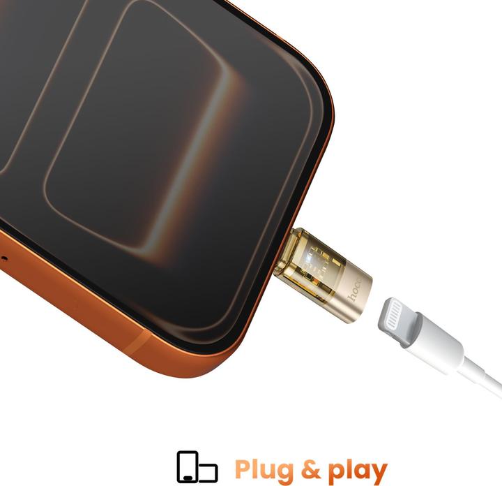 Produktbild Hoco Cable Adapter USB C to Lightning UA36D transparent gold (Lightning, USB Typ C)