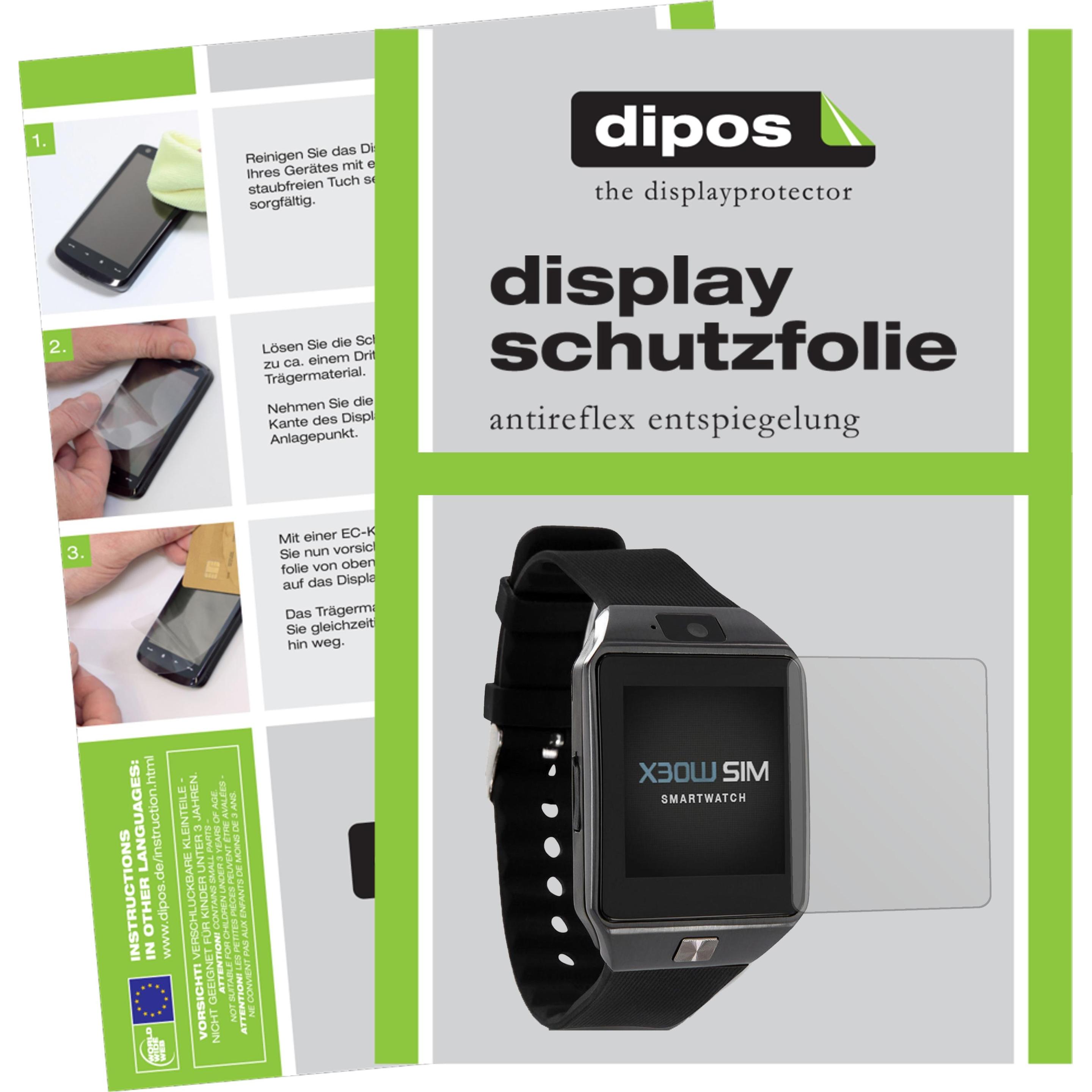 Dipos Displayschutzfolie Antireflex, Smartwatch Schutzfolie, Transparent