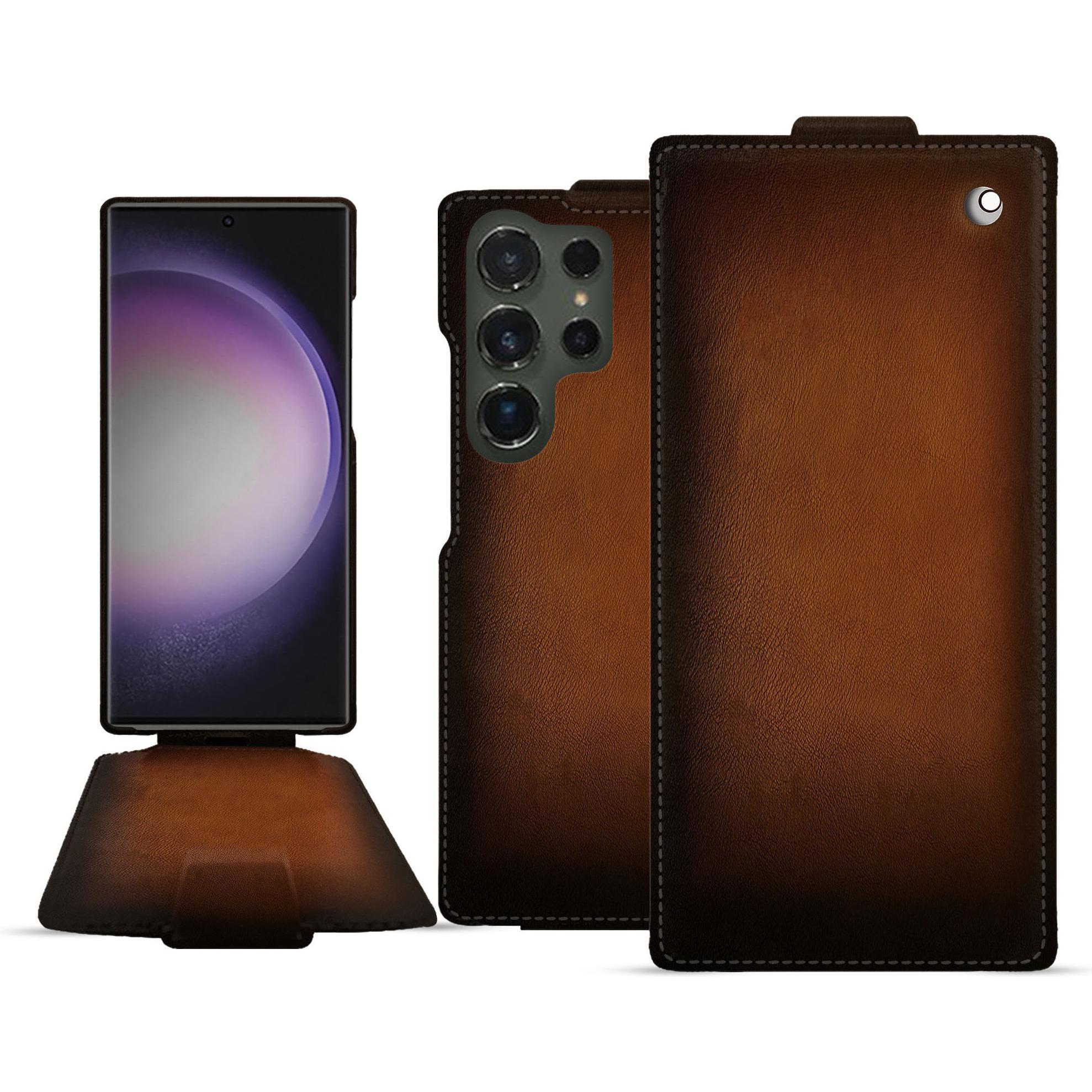 Thumbnail - Noreve Lederschutzhülle vertikal (Samsung Galaxy S24 Ultra), Smartphone Hülle, Braun