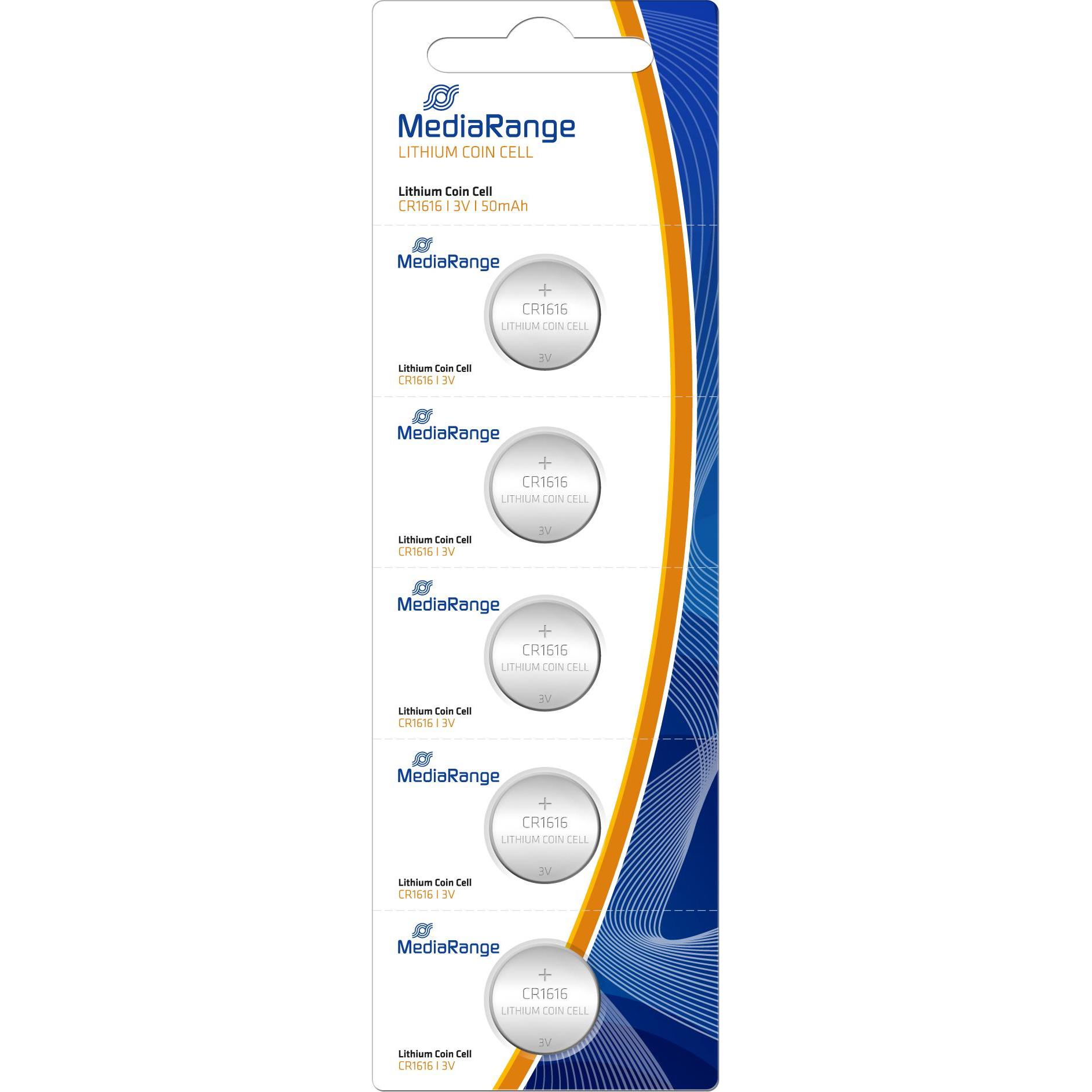 MediaRange Knopfzellen CR1616 3V (5 Stk., CR1616, 50 mAh), Batterien + Akkus