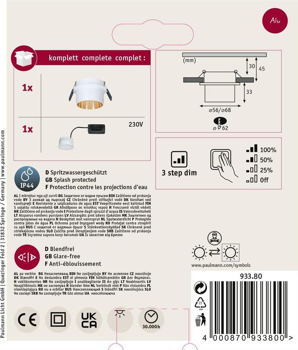 Produktbild Paulmann Einbauleuchte Gil Set (470 lm)