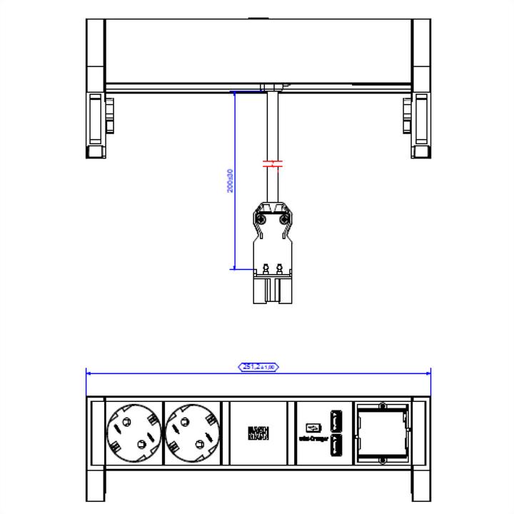 Immagine prodotto Bachmann DESK2 - 2xSchuko, 1xUSB & (2x, CEE 7/3)